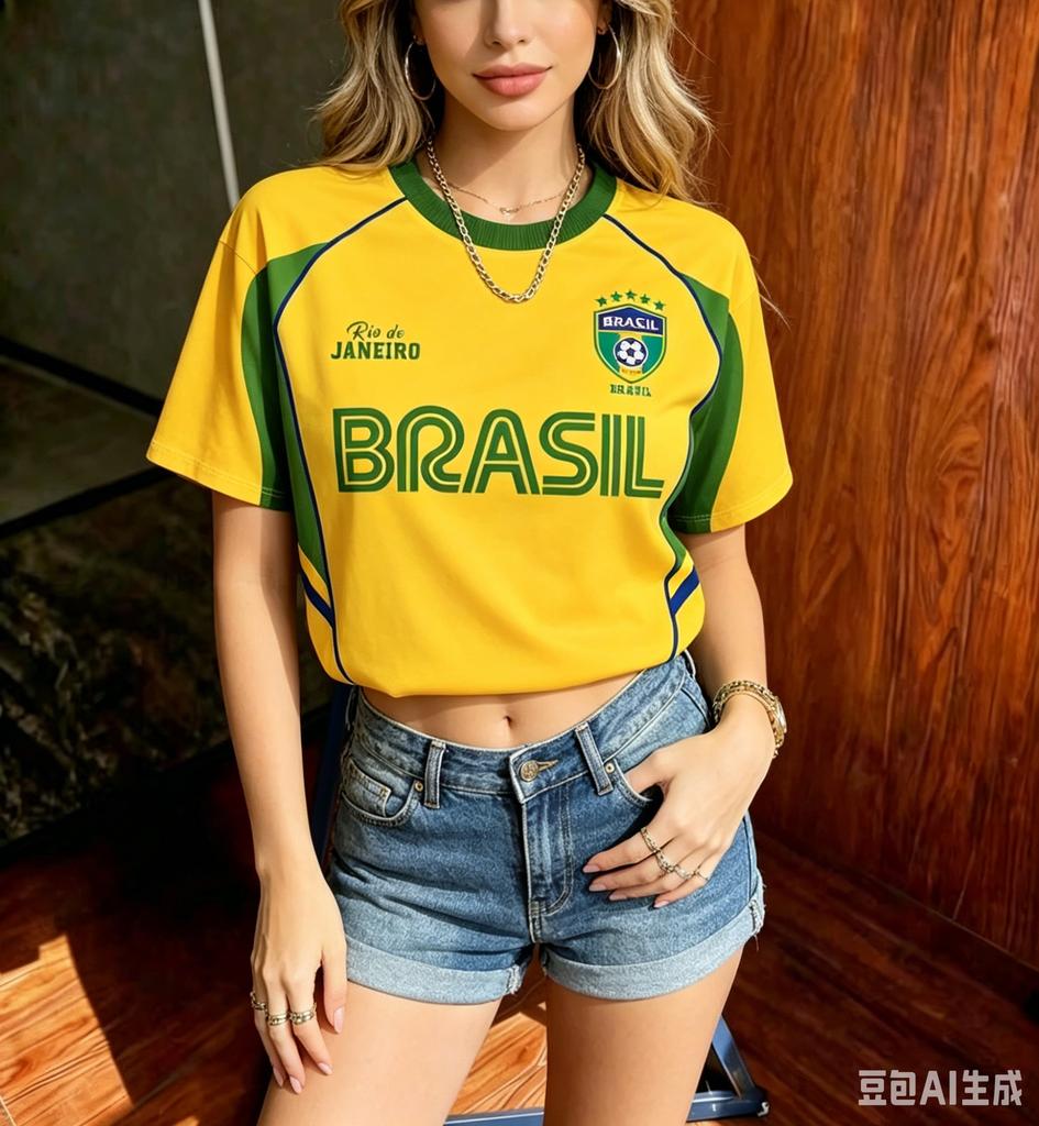 Brazil Football T-Shirt Soccer Jersey Stripe & Retro Print Breathable Quick Dry Training Short Sleeved Tops Tees Chic Clothes