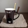 130ml Chocolate Fondue Cup European Candle Cup Ceramic Mug Heating Food Cheese Creative Coffee Mug With Fork  Melter Cups