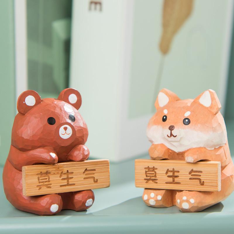 Wooden Craft Gift Set With Cute Animal Carvings For Home Decor And Relaxation