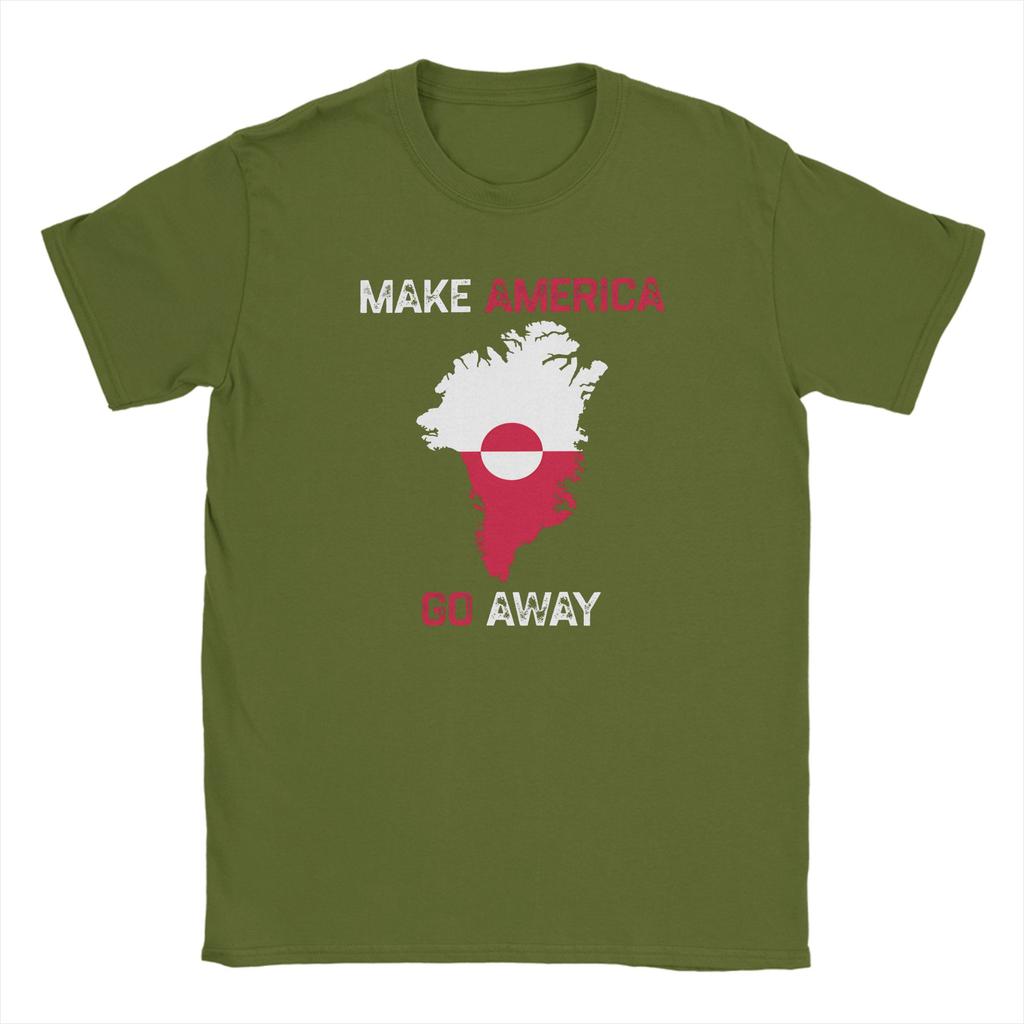 Streetwear TShirt Make America Go Away I Stand With Greenland T Shirts Pure Cotton Tee Shirt for Unisex YK Short Sleeve Clothing