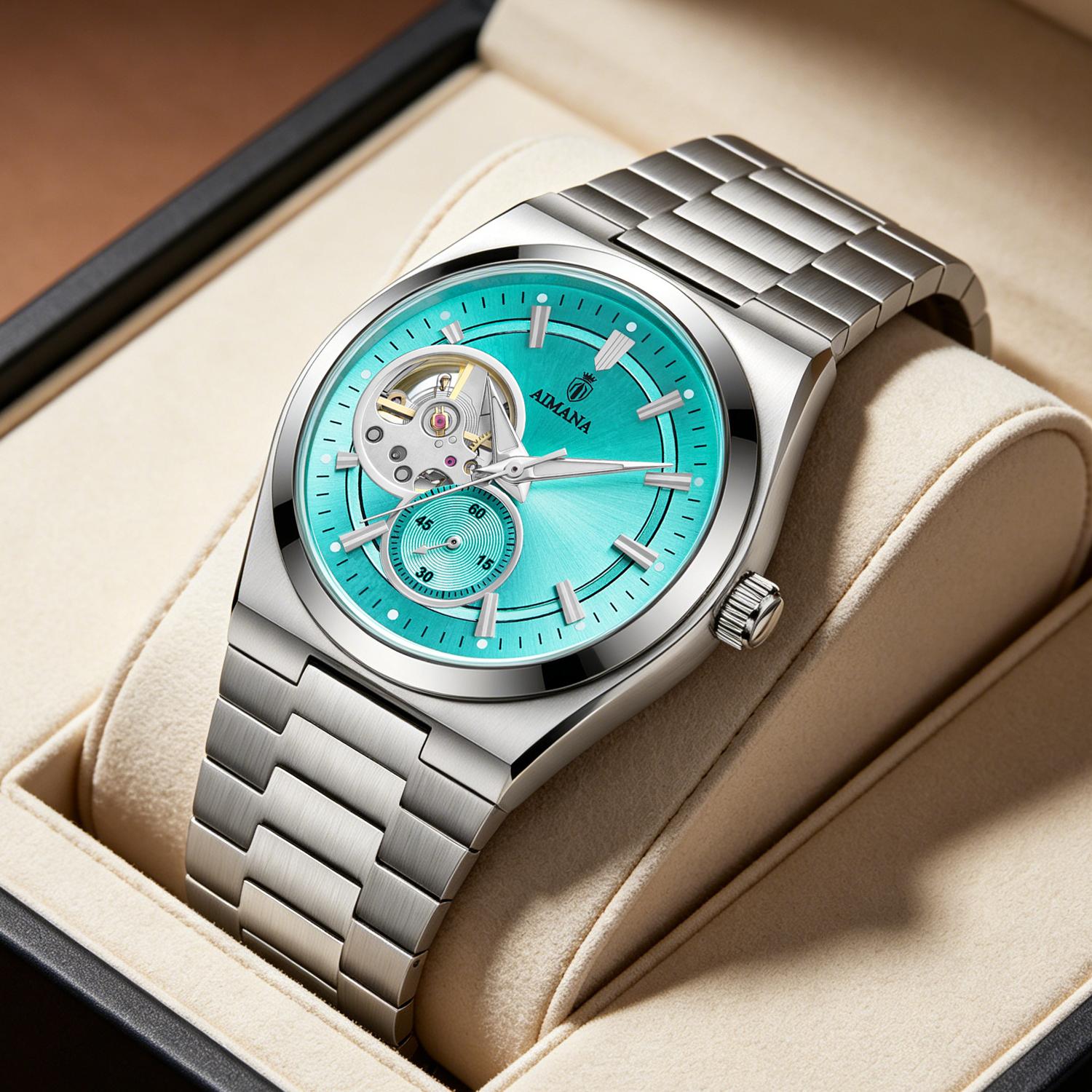 Men Automatic Mechanical Watch Tiffany Blue