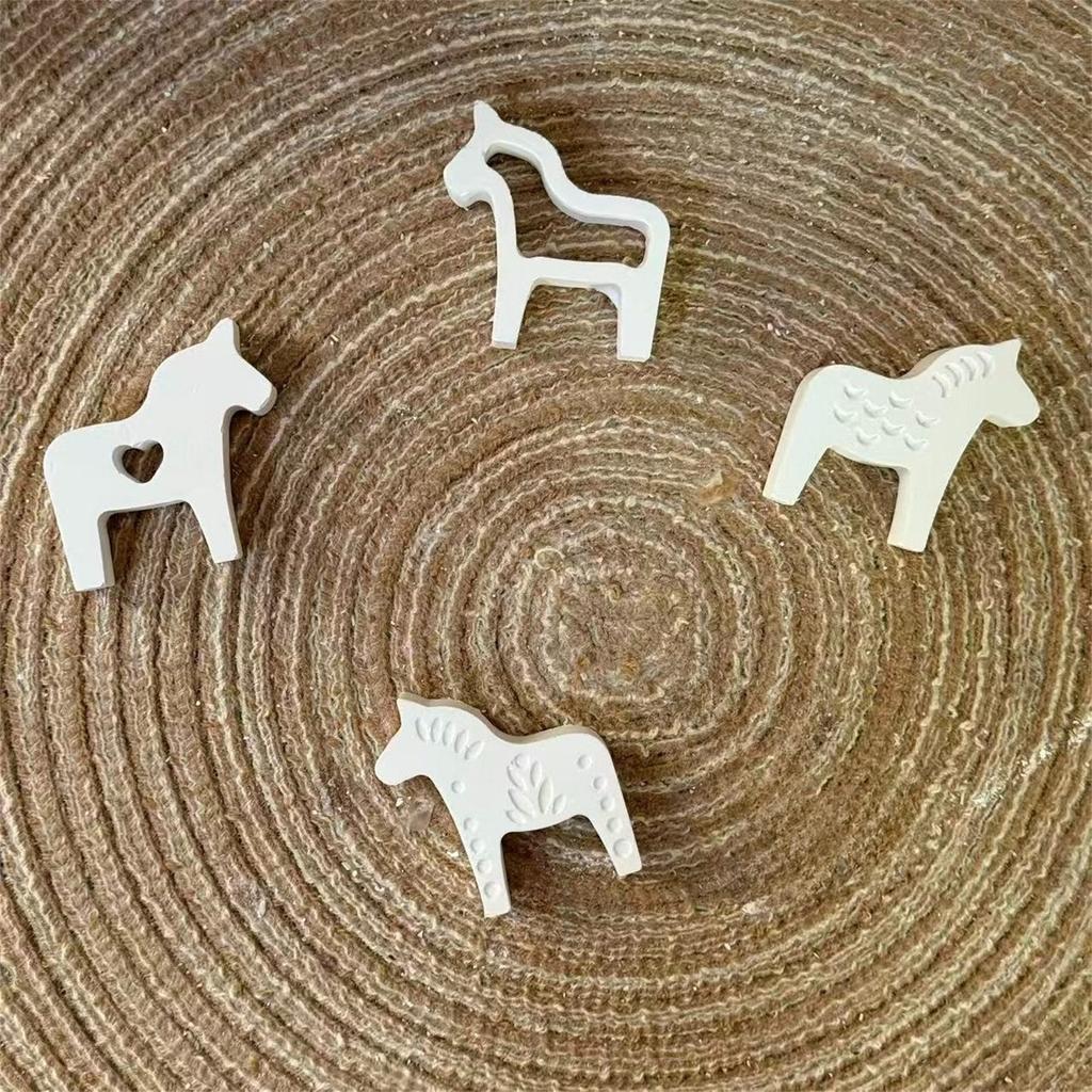Four Pose Dalahorse Silicone Mould For Home Plasters Figurines And Creative Decoration Projects