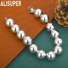 925 Sterling Silber 14mm Einfaches und Vielseitiges Rundes Perlenarmband Exquisiter Geschenkschmuck