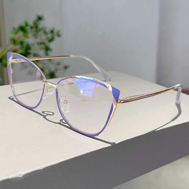 Oversized Cat Eye Glasses Women  New Vintage Design Decorative Eyewear Trendy Fashion Blue Light Blocking Eyeglasses