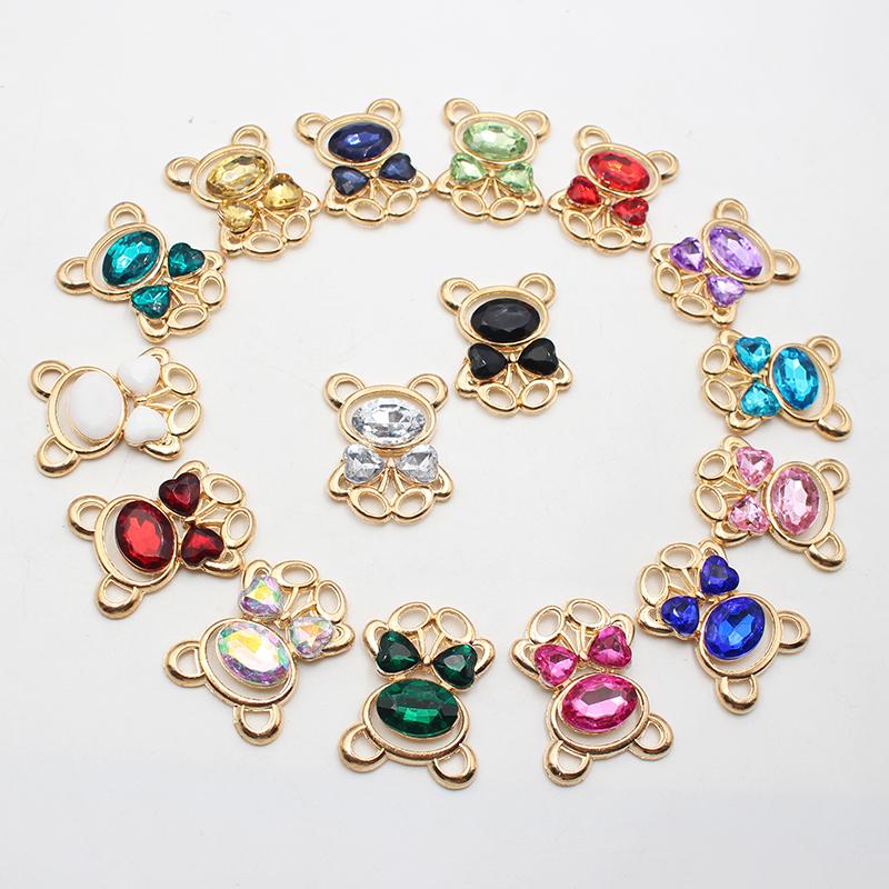 10pcs25 * 30MM Fashionable And Cute Alloy Teddy Bear DIY Accessories Hair Accessories Cartoon Phone Case Hole Shoe Accessories