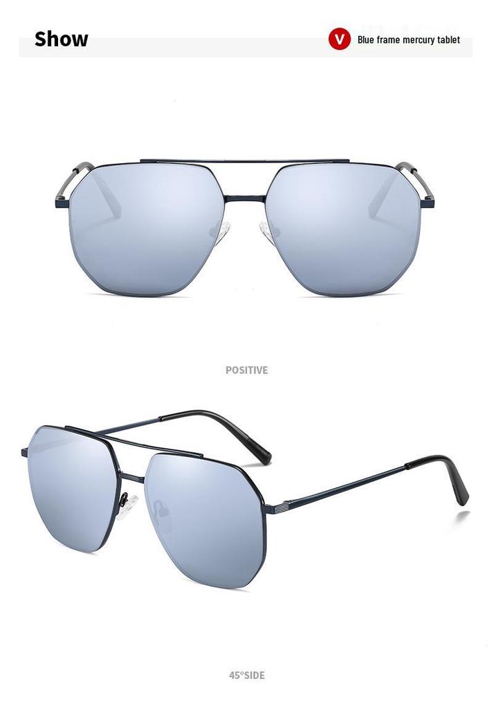 8092 New Men's Polarized Aviator Sunglasses - Large Frame, Fashionable & Trendy for Driving