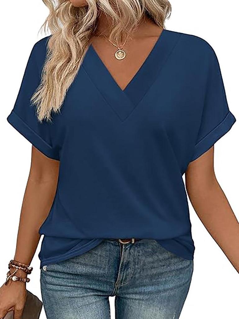 Women's Summer V-Neck Batwing Sleeve Shirt 2026 Fashion