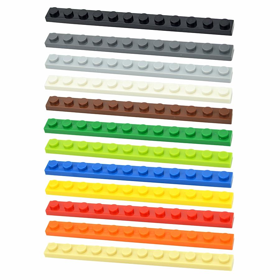20Pcs MOC Thin Bricks 60479 Plate 1x12 Dots Model Building Blocks Bulk Colorful Parts DIY Educational Technical Classic Kid Toy