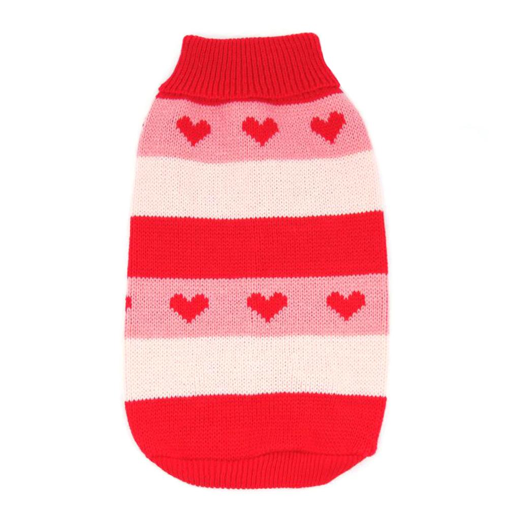 Cute Red Striped Acrylic Dog Sweaters Small Pet Jumper for Winter Season GorisPet