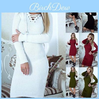 Elegant Autumn And Winter Knit Sweater Dress With Chic Strap Design For Women