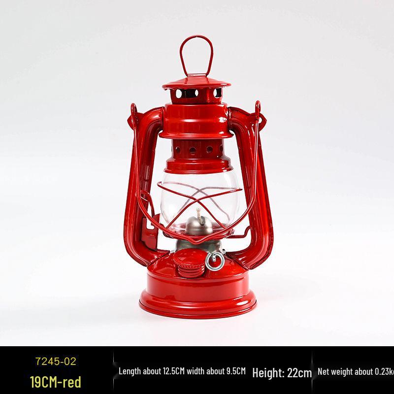 Vintage Wrought Iron Kerosene Camping Lantern - Nostalgic, Decorative Cafe Ornaments & Photo Props