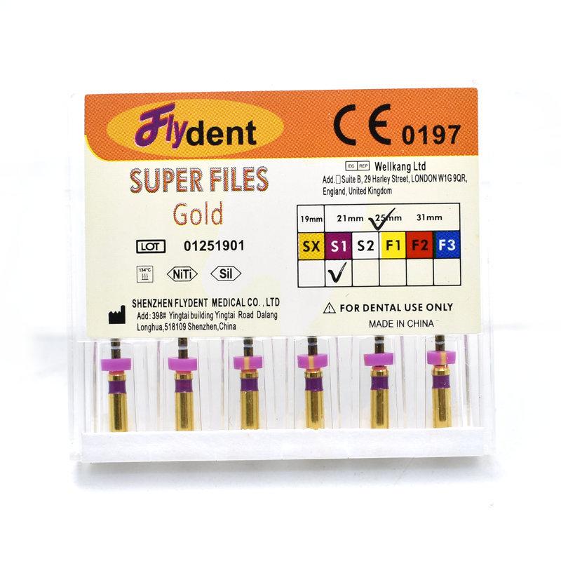 קובץ שורש שן זהב אנדו רוטרי סופר קבצים קבצים אנדודונטיים זהובים 25 מ"מ ניקל טיטניום כלי רפואת שיניים