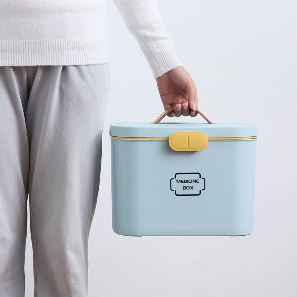 Family Medication Box Portable First Aid Box Organizer with Easy to Open Buckle Snap