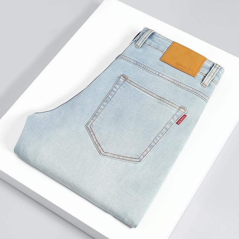 Spring/Summer New Arrival Men's Mid-Rise Stretch Denim Trousers Straight-Leg Loose-Fit Casual Long Trousers