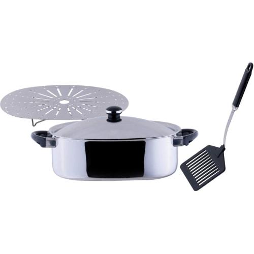 

Miyazaki Seisakusho Objet Aluminum Core Oval Pot & Steam Plate, Made in Japan, 5-Year Warranty, IH Compatible, Lightweight, OJ-65