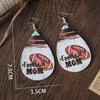 New Super Bowl Football MOM Letters Double-sided Water Drop PU Leather Earrings Female