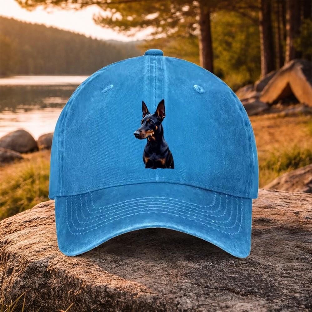 Miniaturpinscher Porträt Gewaschene Baseballkappe Baumwolle Verstellbar Outdoor Unisex Hut