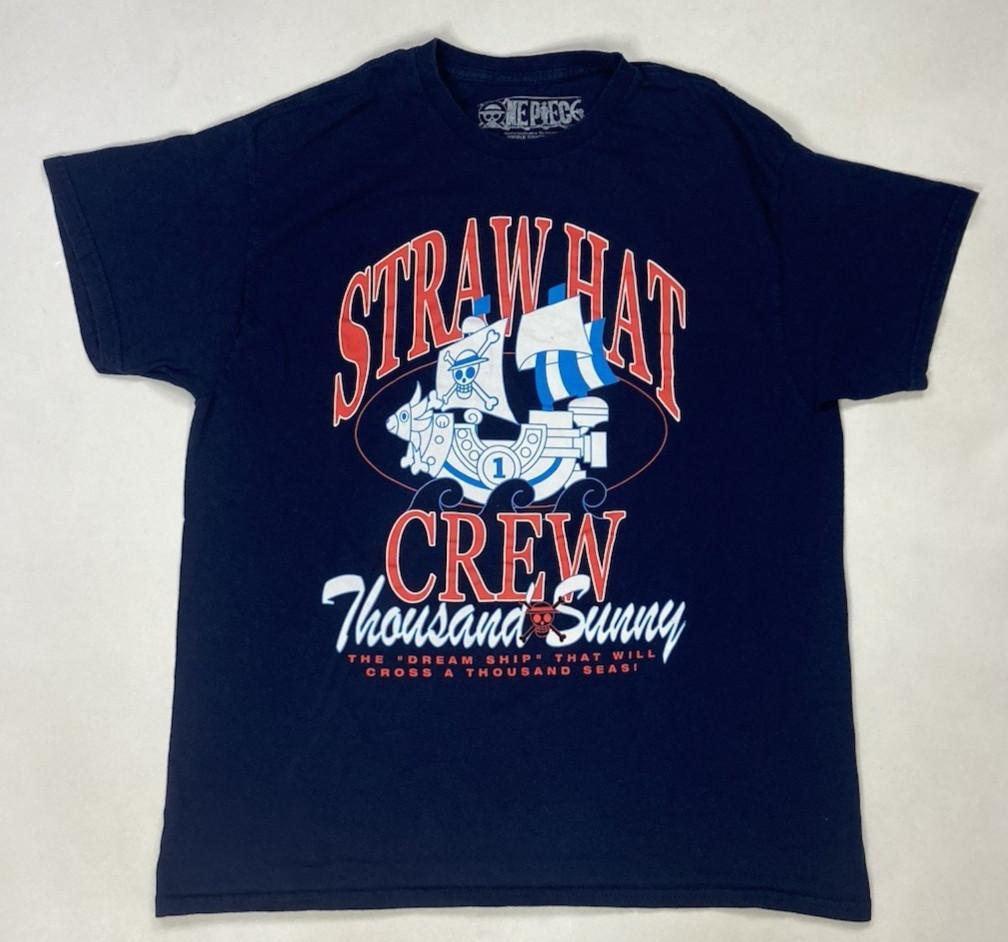 One Piece Straw Hat Crew Ship Graphic T-shirt Men Large Blue Short Sleeve Anime XXXL