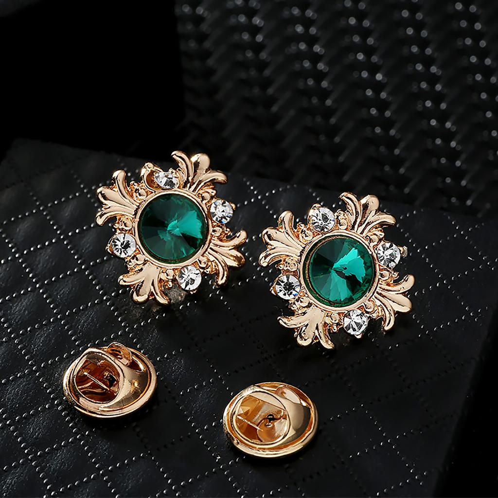 1 Pair Retro Collar Brooches Tree Leaf Wolf Rhinestone Fashion Lapel Pin For Men Women Shirts Suits Clothes Decor Jewelry Gift