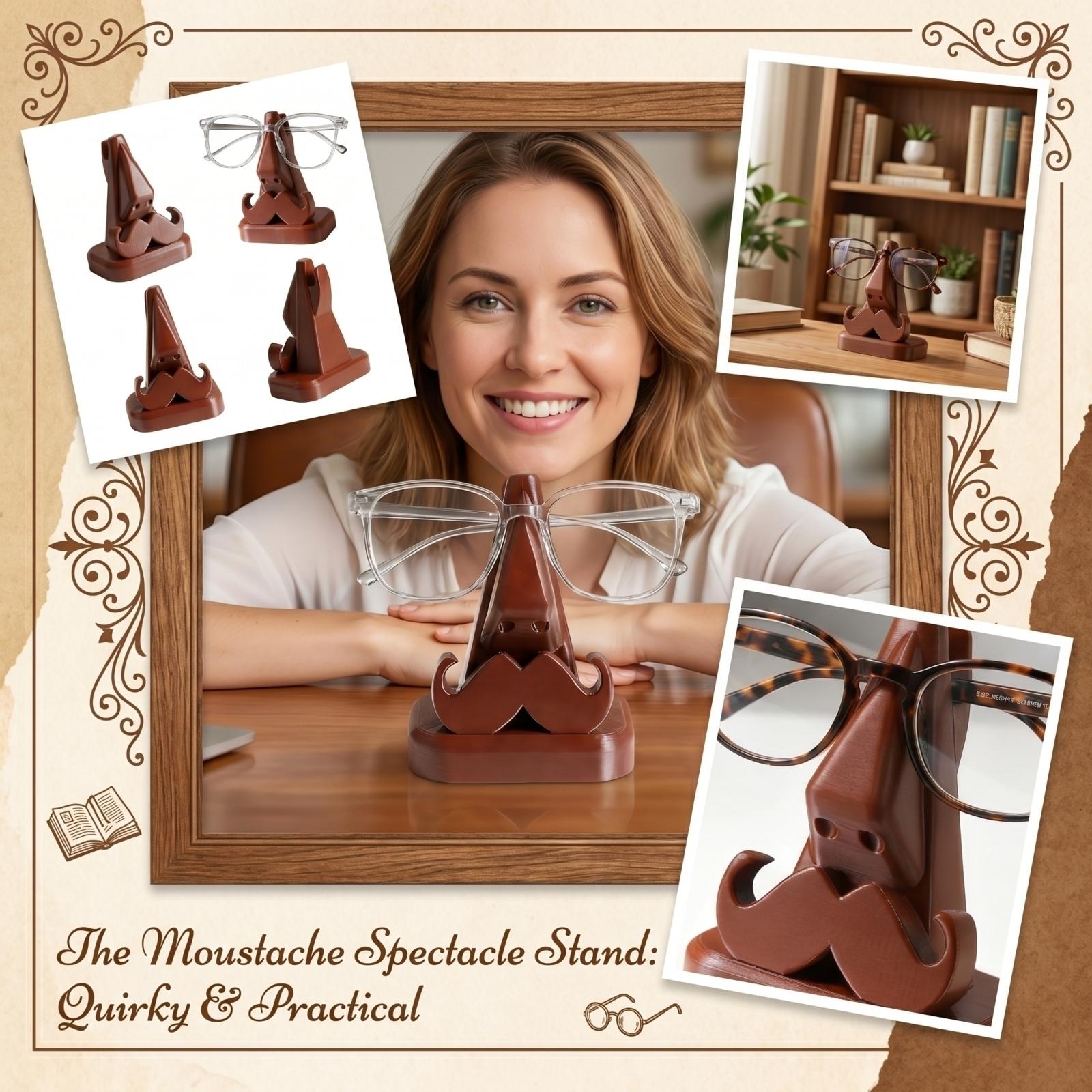 

Creative Home Decor Eyeglass Holder Stand Mustache Shaped Resin Eyewear Organizer for Desk Office Bedroom Living Room Shelf one size коричневий