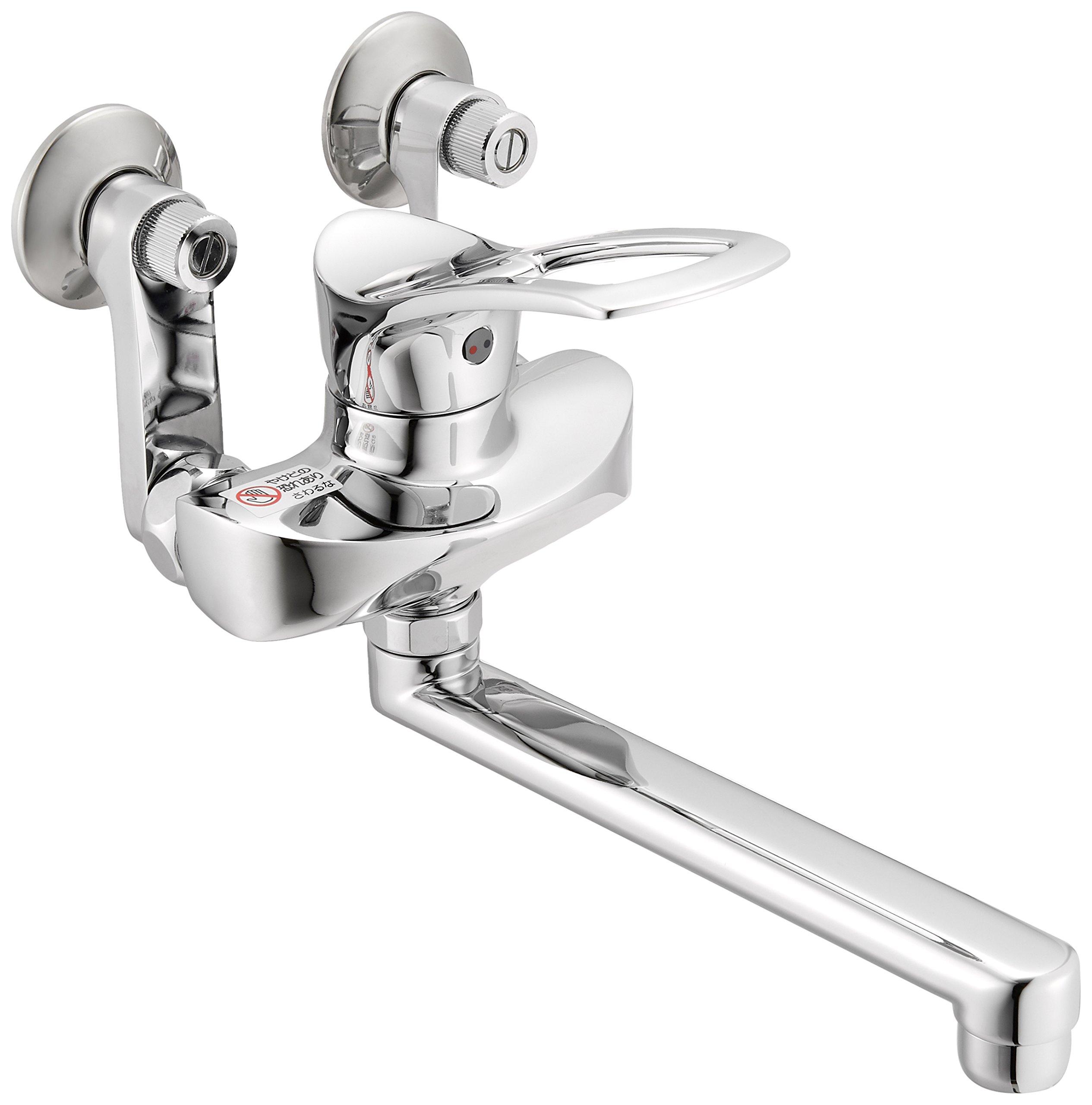 SANEI Single Lever Mixer Tap for Wall Core All Chrome for Cold Kitchen, Mounted, Water-Saving Included, Plated, Climates, K1712K-13