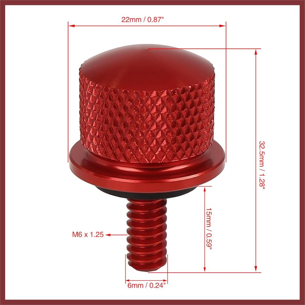 1/4''-20 Thread Motorcycle Red Aluminum Alloy Rear Seat Bolt Screw for Harley Davidson Touring Sportster Softail Dyna 1996-2017 2pcs Replace Parts
