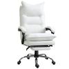 Office Chair Ergonomic Desk Chair with Armrest, Footrest, Height Adjustable Swivel Chair Made of Faux Leather, Padded Computer Chair, White