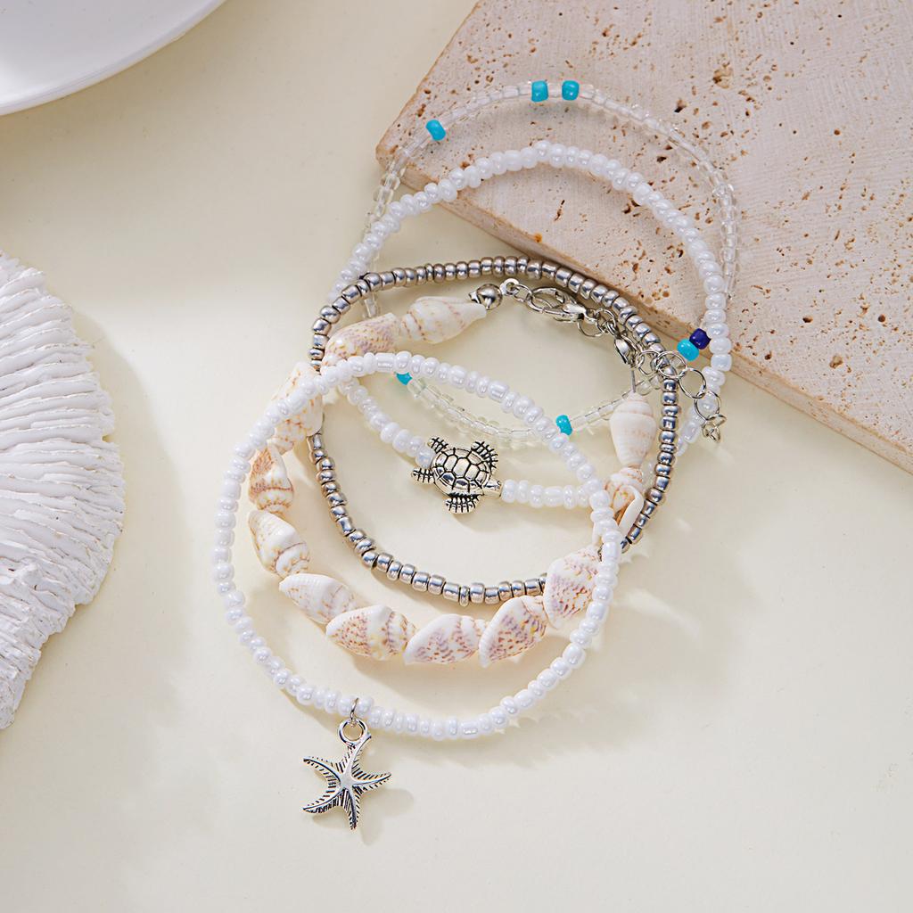 Women's bracelet set - Bohemian style starfish shell bracelet