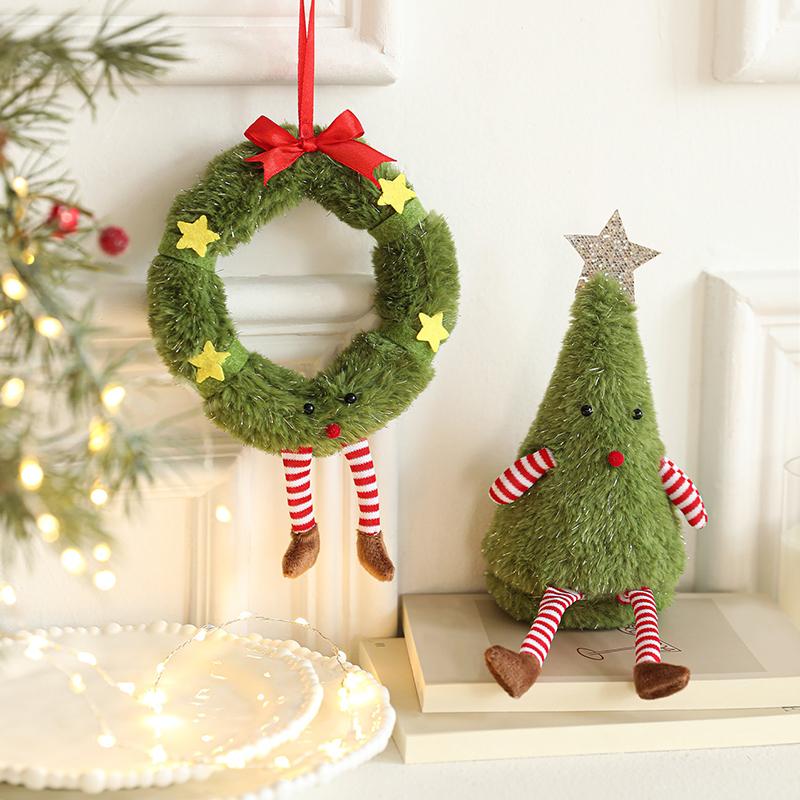 1PC Cartoon Wreath Shape Home Decor Toy Party Christmas Decoration Gift Christmas Tree Shape Cute Christmas