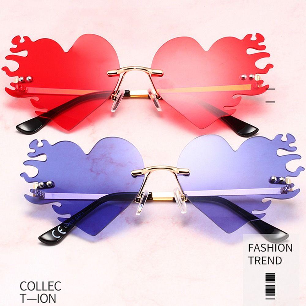 UV400 Protection Fire Heart Shaped Sunglasses Halloween Glasses  for Women & Men
