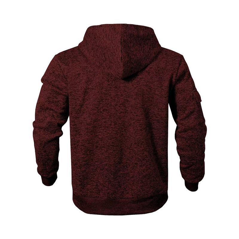 Men Heather Full Zip Hoodie Jacket, Drawstring Hood Long Sleeve Sweatshirt With Zipper Arm Pocket Lightweight Casual Outdoor Workout Hooded Coat