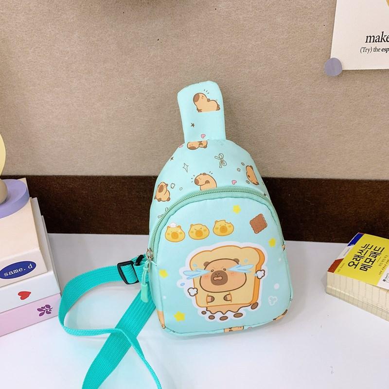 School Bag Breast Bag Cartoon Boys and Girls Change Bag Kapibara Casual Shoulder Messenger Bag Back