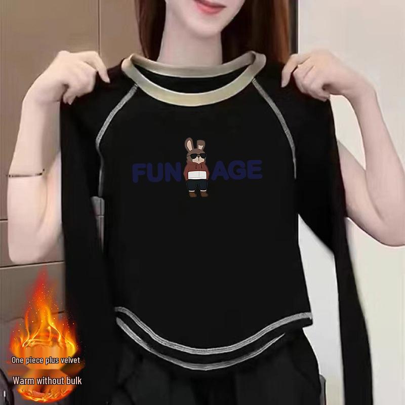 

Двусторонняя бархатная женская футболка с длинным рукавом - Шикарный универсальный топ на осень/зиму 2024 L (115-125 Jin)