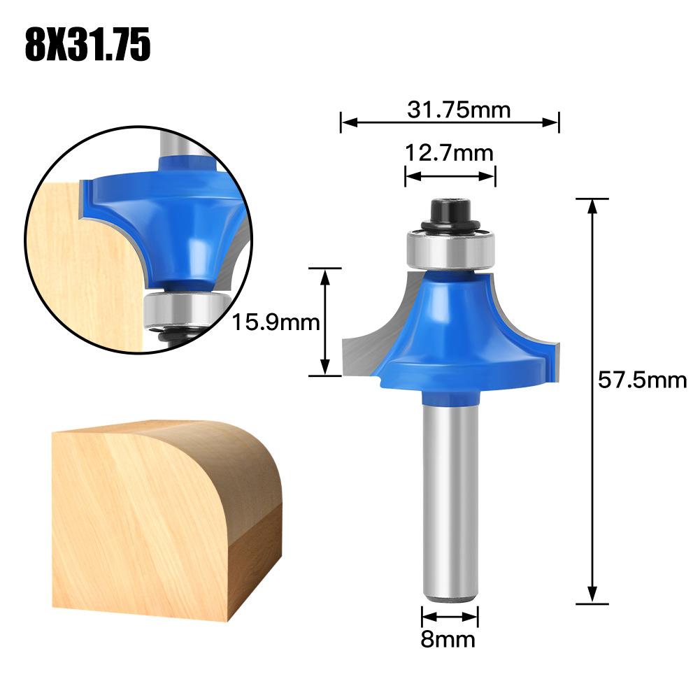 2-Piece Set of 8 Handle Rounded Corner Knives, Minzai Knife, Slotting Tool, Trimming Machine, Cutter Head Inverted R Angle Cutter, Edge Milling Cutter