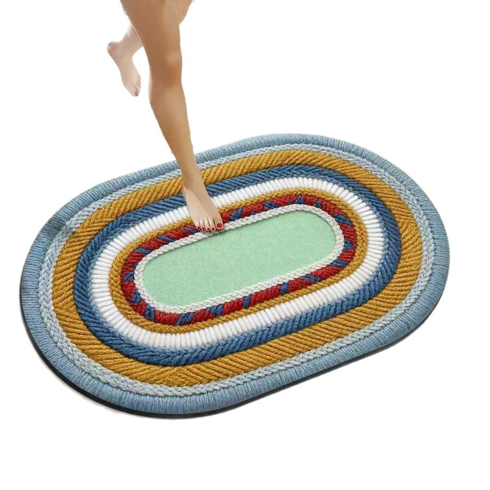 Minimalist Woven Diatomaceous Earth Bath Mat - Absorbent, Easy-Clean, Non-Slip for Bathroom or Entrance