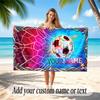 Soccer Theme Beach Towel Personalized Custom Name & Text Soft Quick Dry Beach Towel for Swimming Travel