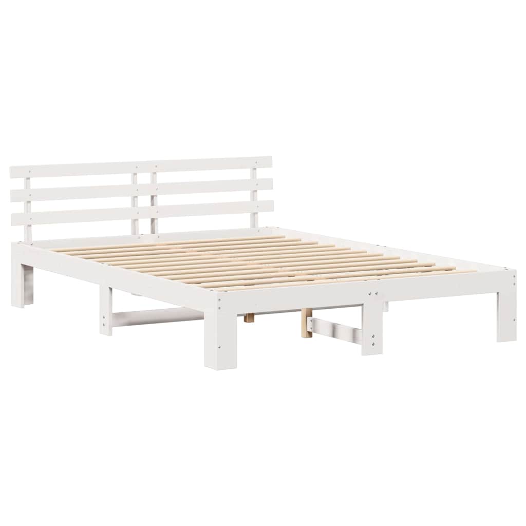 Bed Frame with Headboard White 140 x 200 cm Solid Pine Wood