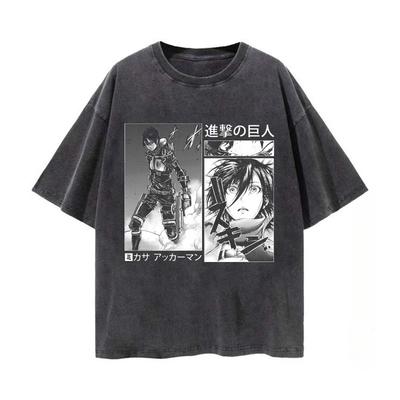 Attack on Titan Mikasa Ackerman Anime Frau Shirt Streetwear Harajuku Vintage Distressed T-Shirt Manga Grafik Herren Oberteile
