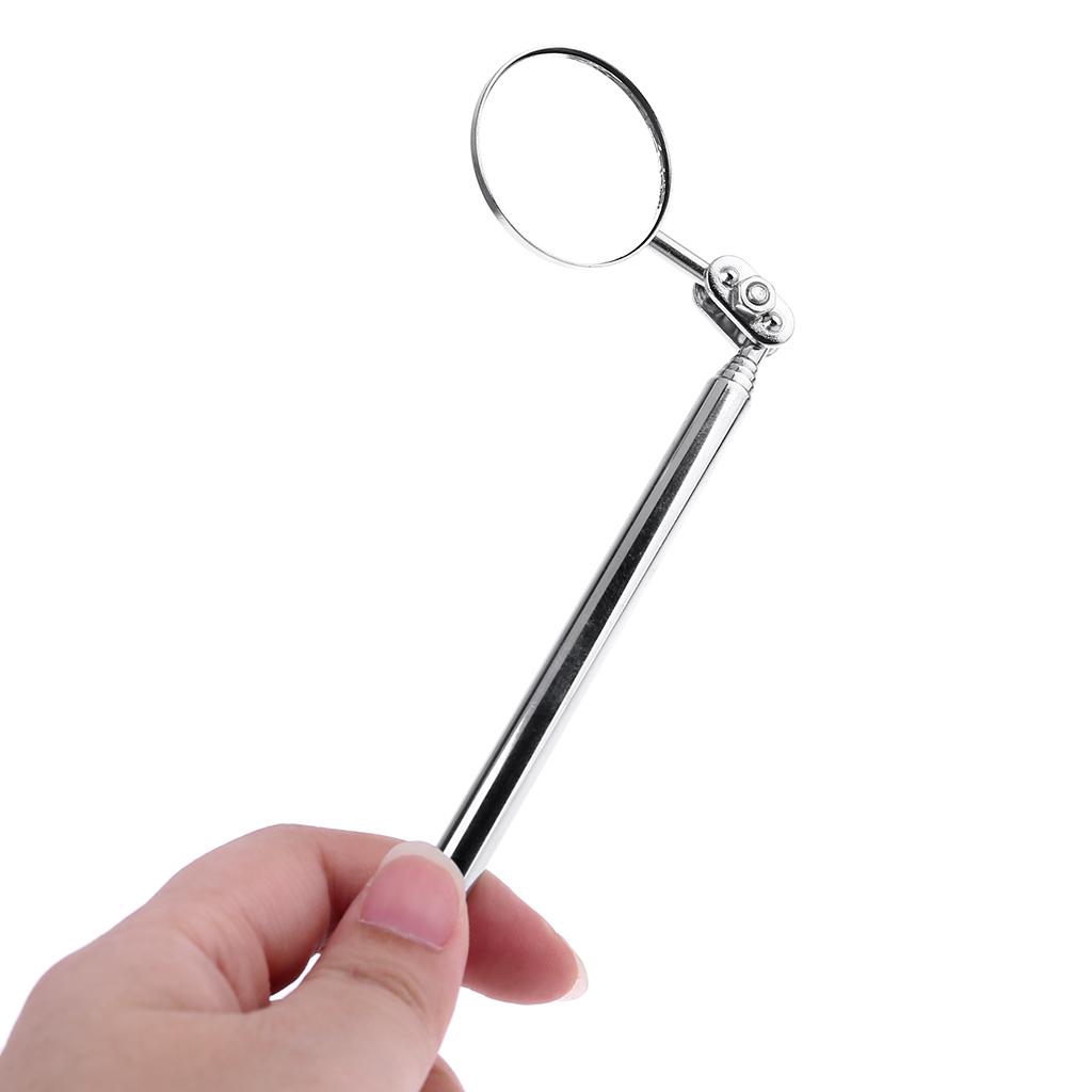 Telescoping Inspection Mirror Round Mirror Stainless Steel Inspection Tool with Long Handle Suitable for Auto Car