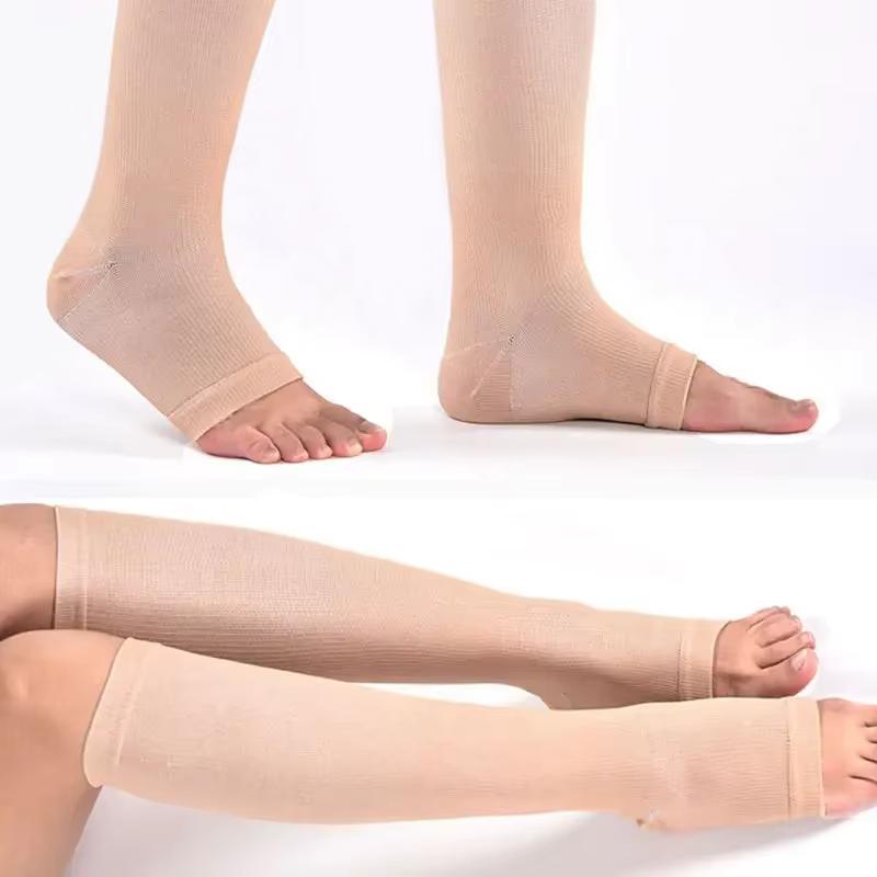 Calf Compression Stockings Pressure Stockings Elastic Open Toe Knee High Stockings Calf Support Leg Guards Long Calf Sleeves