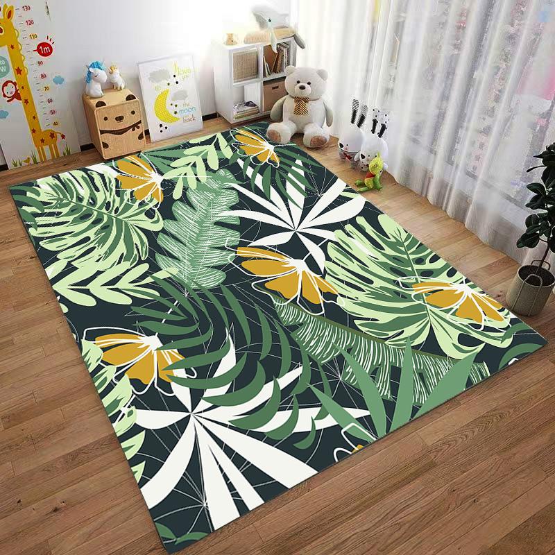 Tropical Leaf Pattern Area Rug for Home Decor Suitable for use as an anti-slip game mat for living room and bedroom sofas