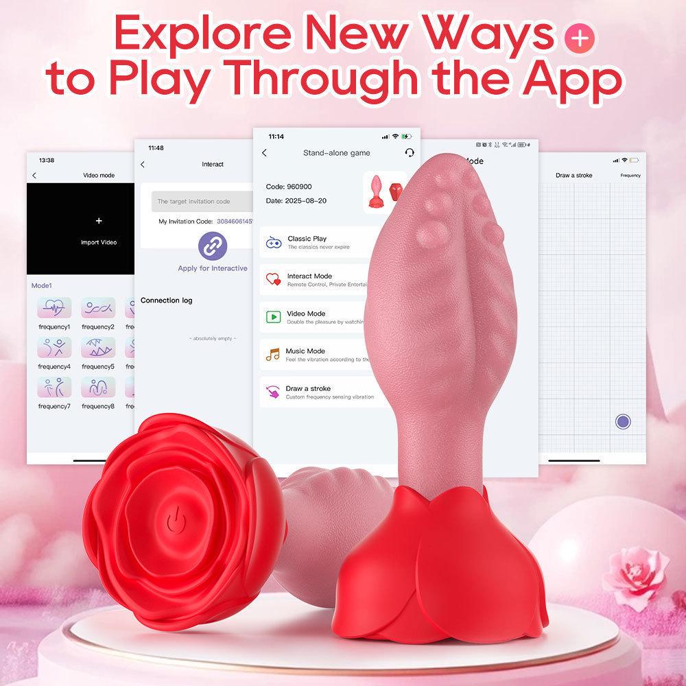 Rose Swing Remote-Control Silicone Vibrator Butt Plug for Men & Women - Anus Massage & Adult Sex Toy