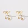 LNCHRAN Bow Heart Copper Stud Earrings for Women