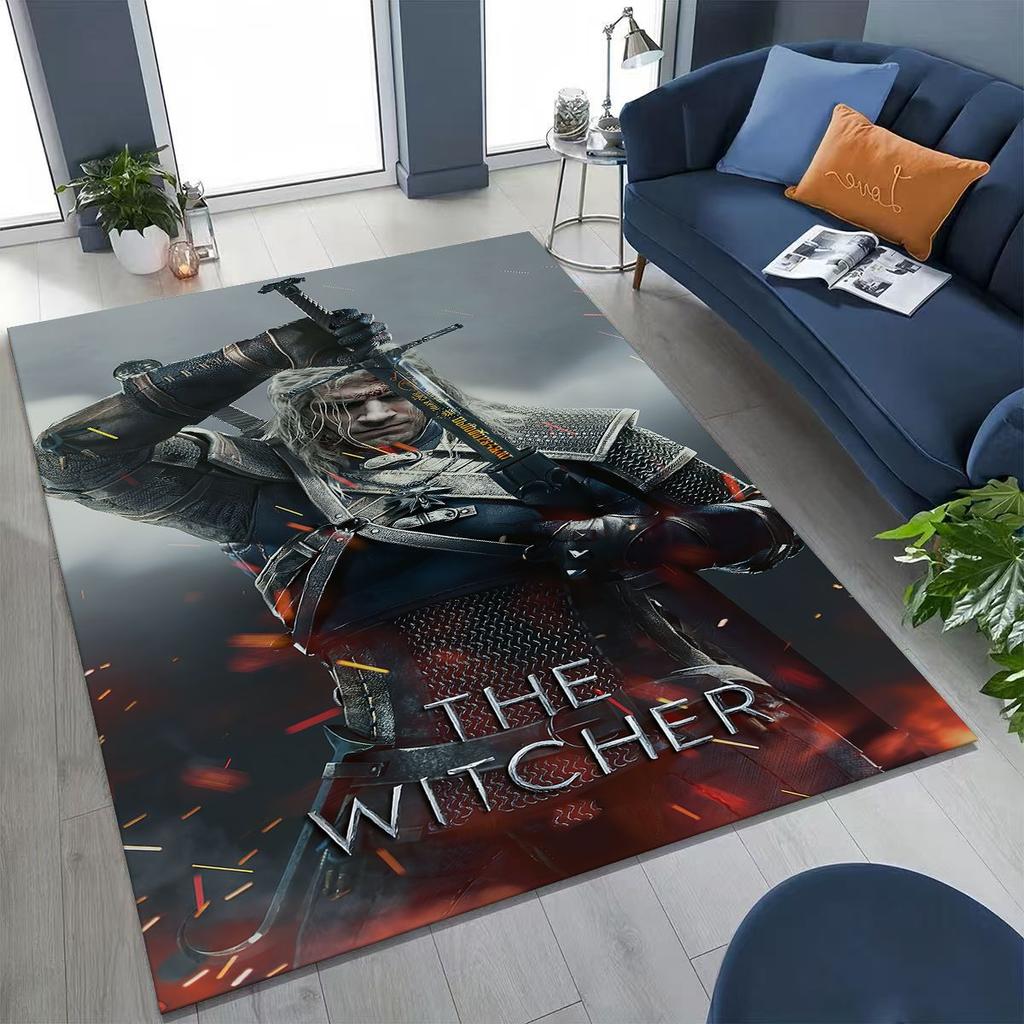 3D The W-Witcher Geralt Games Cartoon Rug for Bedroom Living Room Sofa Home Doormat Decor, Large Kid Play Non-slip Floor Mat