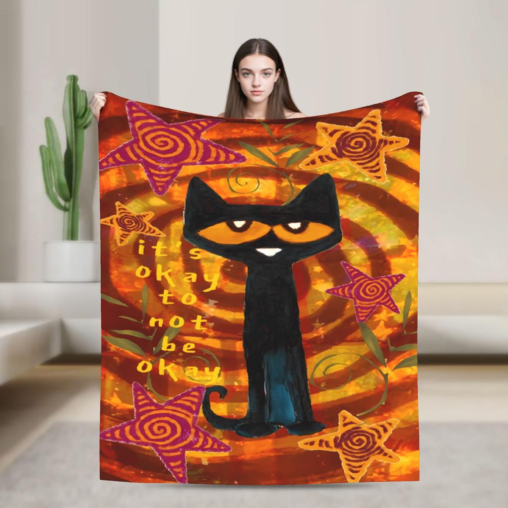 Pete The Cat I Love My White Shoes Cool Soft Blanket Plush Bedding Throws Aesthetic Couch Chair Flannel Bedspread Sofa Bed Cover