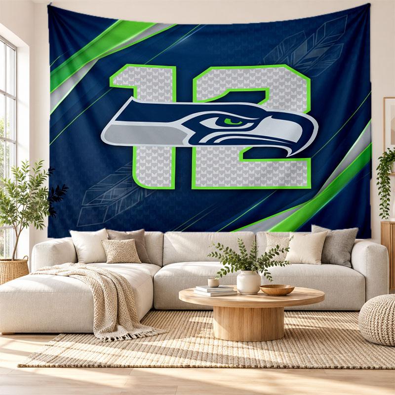 Seattle Seahawks Wall Tapestry, Soft Fabric Wall Hanging, Decorative Backdrop For Bedroom Home Wall Art