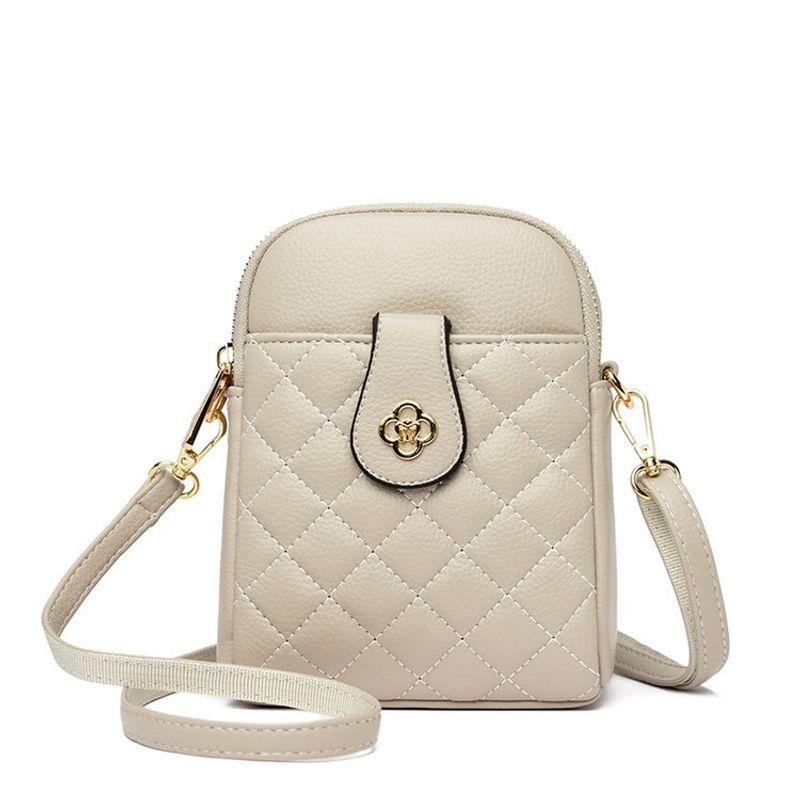 

Women s Genuine Leather Fashion Quilted Mini Messenger Bag Beige White
