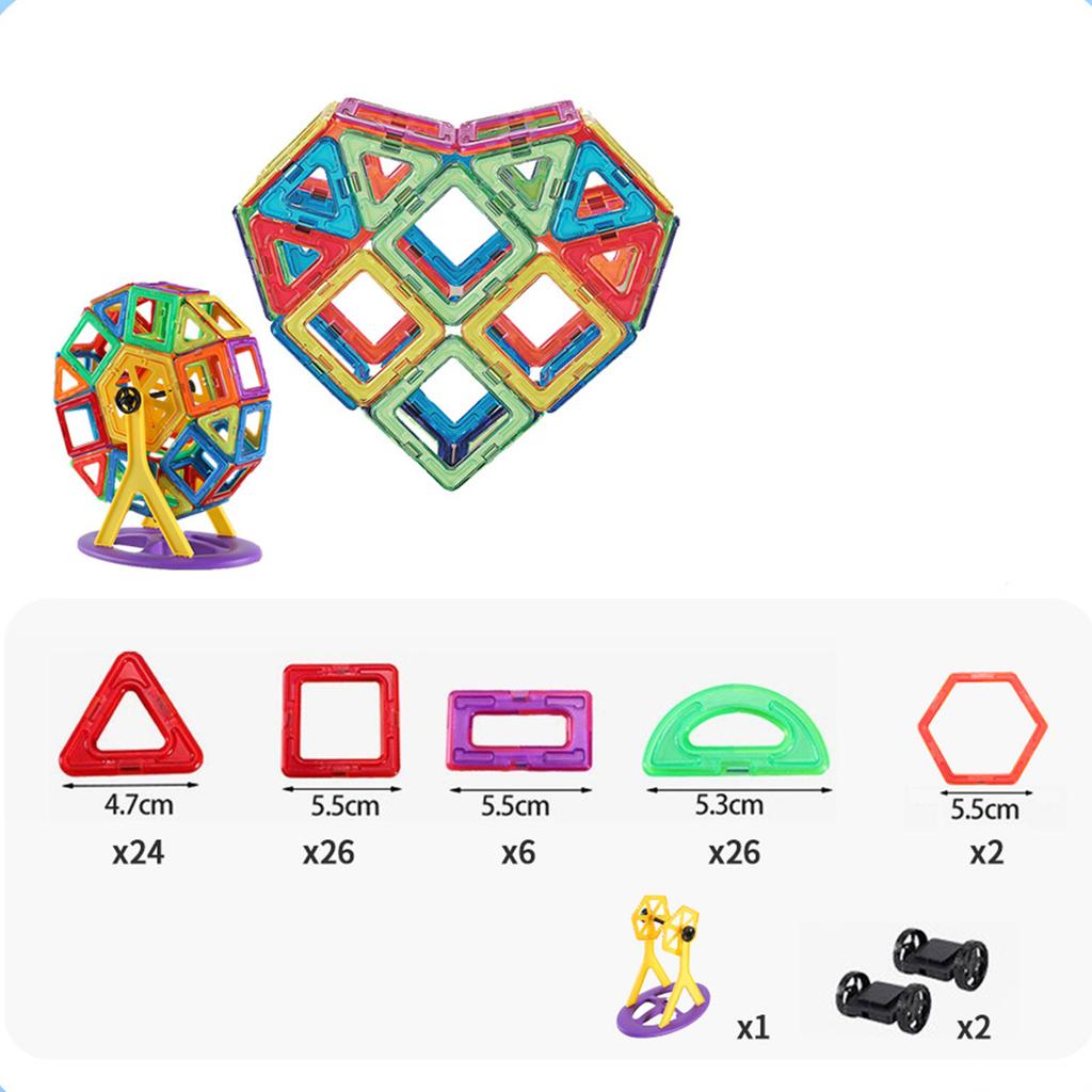 Magnetic Tiles Building for Kids - Strong Construction STEM Toys Set for Creative Play & Learning