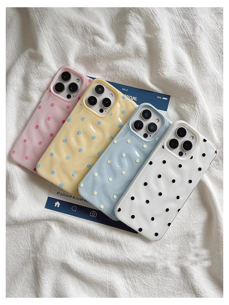 Liebe Polka Dot Falten Textur Handyhüllen Für IPhone 15 16 Pro Max Hülle 13 14 Pro Weiches Silikon Stoßfest Modische Schutzhülle