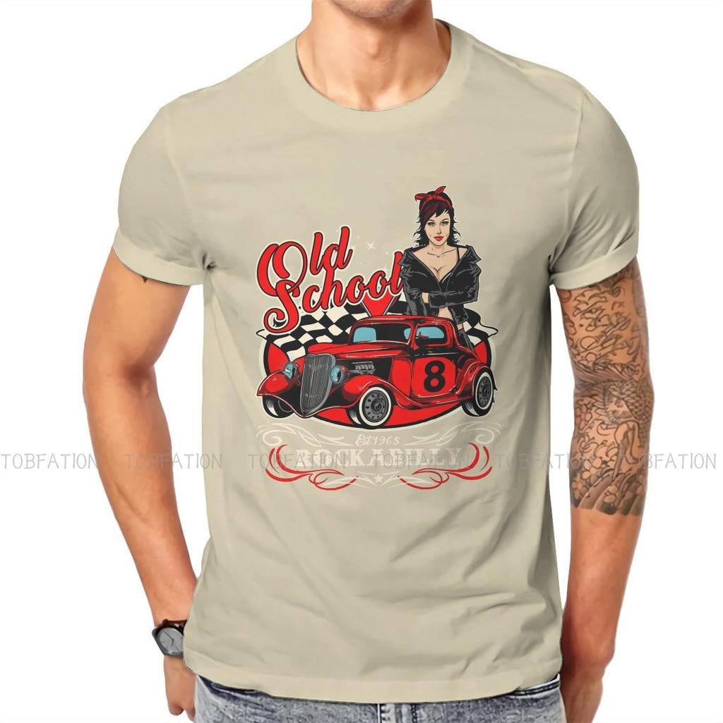 ZX Rockabilly Pin Up Girl Sock Hop Rocker Vintage Classic Rock and Roll Music Tshirt Graphic Men Summer Mens Tops Cotton  T Shirt